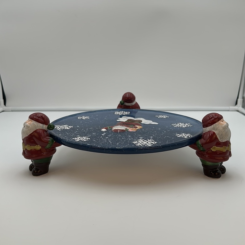 Santa Cake Plate | Pedestal Dessert Server by Home Interiors | Christmas Decor - Picture 5 of 16
